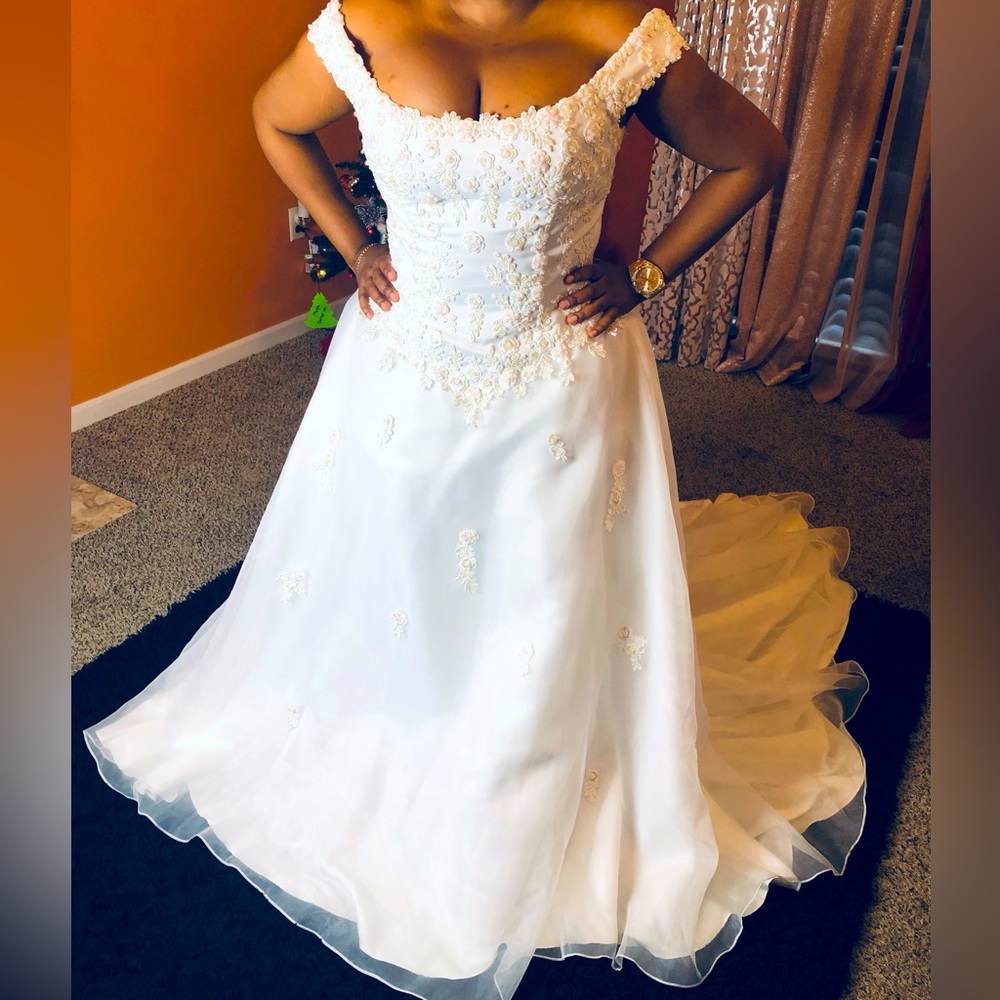 Michael Angelo Beaded and Lace wedding dress. Size 18